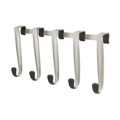 Umbra Schnook OTD 5 Hook Black/Nickel: Over the Door Decorative Towel Hooks, Matte Finish, 25 lb Capacity