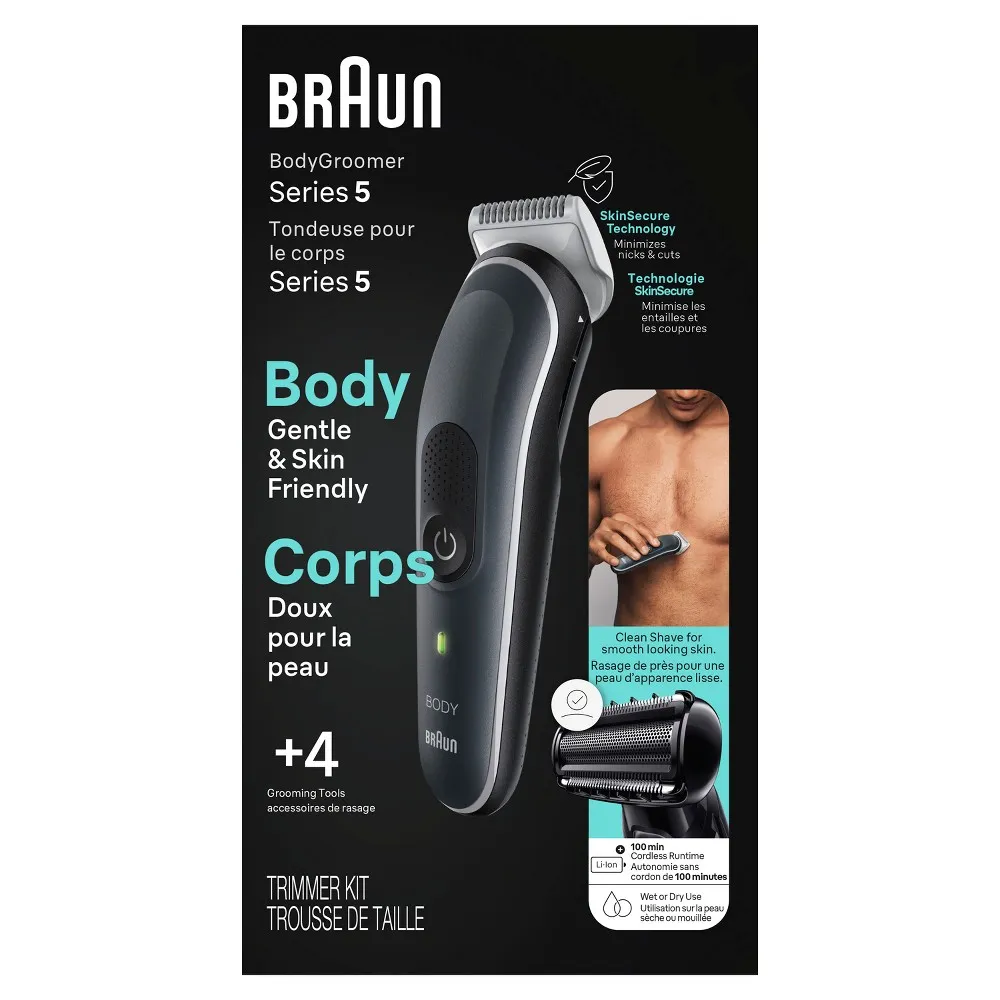 Braun Series 5 BG5360 Mens Rechargeable Body Groomer + 2 Attachment Combs