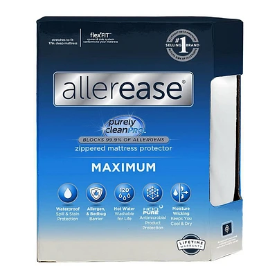 Allerease  Maximum Waterproof Allergy and Bedbug Protection Zippered Mattress Protector: Hypoallergenic  Bed Encasement