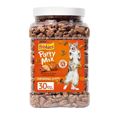 Friskies Party Mix Canister with Chicken, Liver & Turkey Cat Treats - 30oz