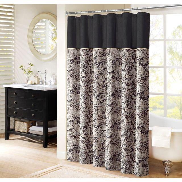 Paisley Jacquard Polyester Shower Curtain - Park: Care