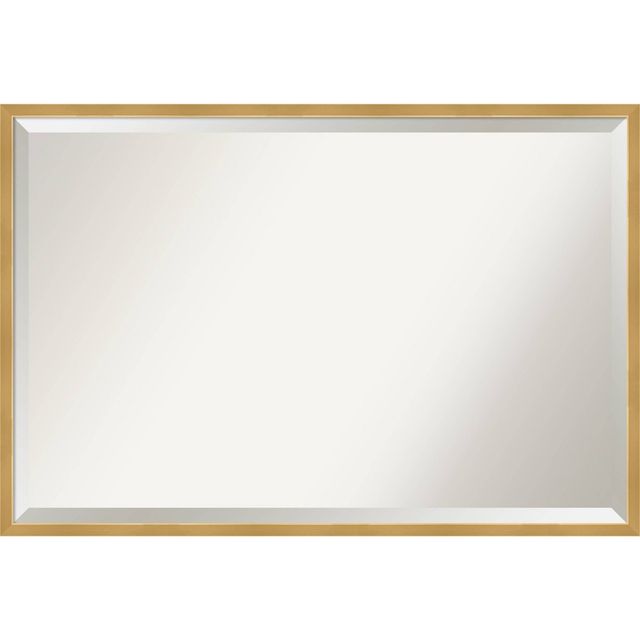 37 x 25 Polished Brass Framed Bathroom Vanity Wall Mirror Gold - Amanti Art: Modern Rectangular, Beveled, Wall-Mounted