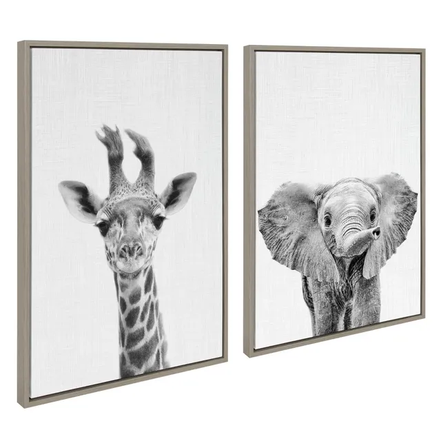 Kate  Laurel All Things Decor 18 x 24 (Set of 2) Sylvie Alpaca Portrait By Simon  Te Framed Wall Canvas Set Gray Kate  Laurel All Things Decor  Connecticut Post Mall