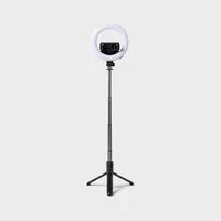 Tripod Selfie Stick with LED Ring Light - heyday Black