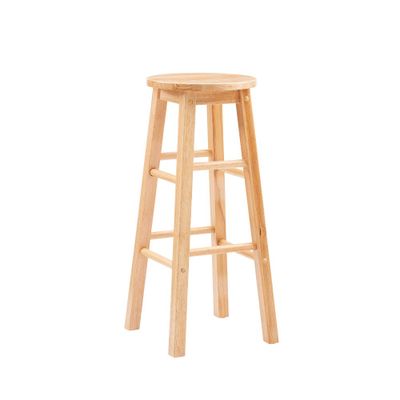 29 Killian Round Seat Barstool Natural - Linon: Wood Frame, Fixed Height, Traditional Style