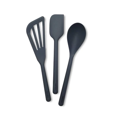 GreenPan 3pc Platinum Silicone Tools Utensil Set Charcoal Gray: BPA-Free, Dishwasher-Safe, Steel & Silicone, Lifetime Warranty