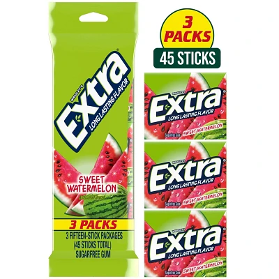 Extra Sweet Watermelon Sugar-Free Gum - 15 sticks/3pk