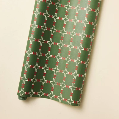 30 sq ft  Printed Christmas Gift Wrap Green/White/Red - Hearth & Hand with Magnolia