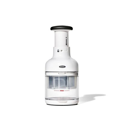 OXO Food Chopper White: Manual Vegetable & Onion Chopper Dicer, Stainless Steel Blade, Dishwasher-Safe, Includes Storage Container