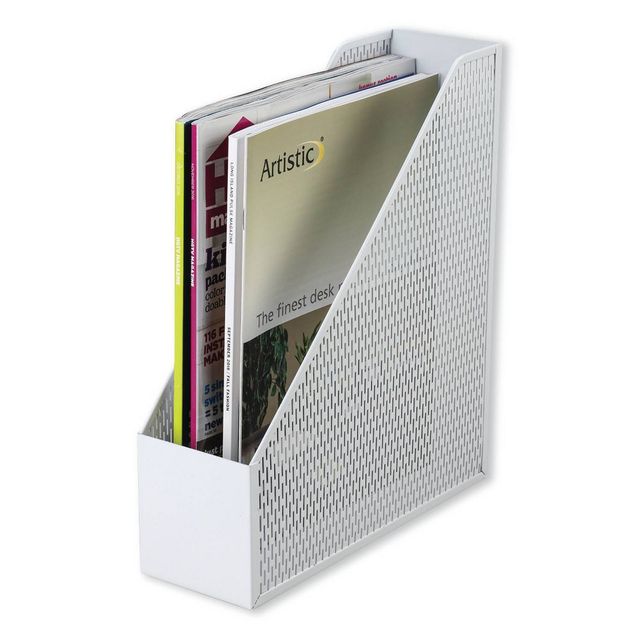 Artistic Urban Collection Punched Metal Magazine File, 3 1/2 x 10 x 11 1/2, White: Steel Magazine Holder & Organizer