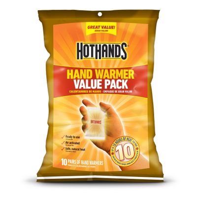 HotHands 10pk Hand Warmers Value Pack: Heat Warmers for Hands, 10-Hour Duration, 140F Max Temperature, No Batteries Needed