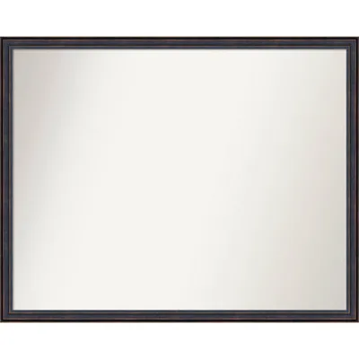 30 x 24 Non-Beveled Scoop Wood Bathroom Wall Mirror Dark Bronze - Amanti Art: Modern Rectangle, Wall Mount, Includes Hardware