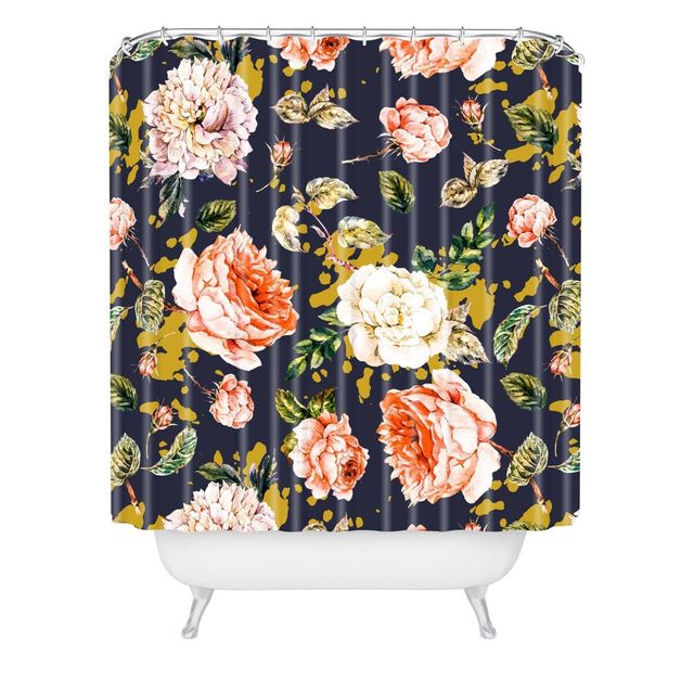 Marta Barragan Camarasa Night Garden Brushstrokes Shower Curtain Pink/Blue - Deny Designs: Polyester, Machine Washable, Buttonhole Top