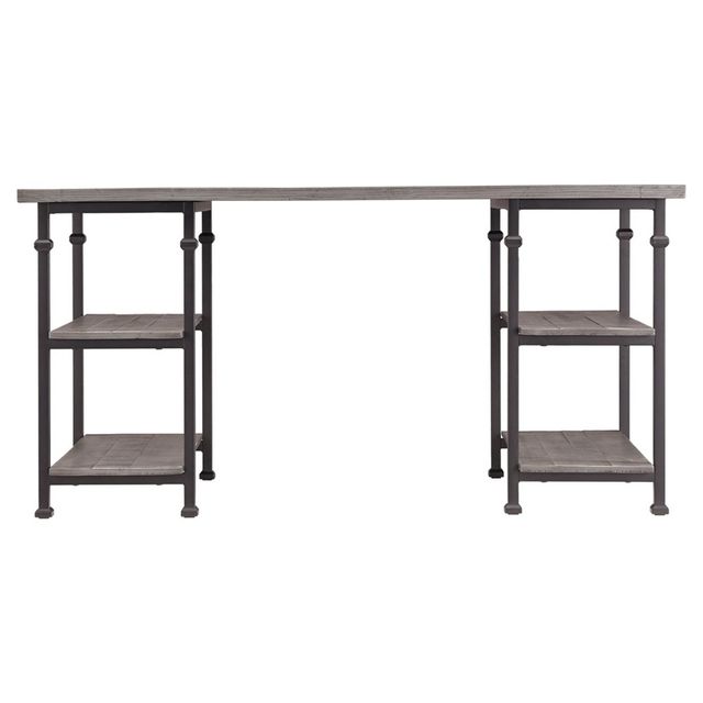 Ronay Wood Writing Desk with Storage - Inspire Q: Farmhouse Style, Metal Frame