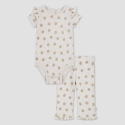 Huggies Baby Girls Floral Short Sleeve Bodysuit & Pants Set