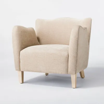 Wing Arm Accent Chair Velvet Beige (KD) - Threshold designed with Studio McGee