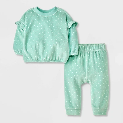 Baby Girl Velour Top & Bottom Set