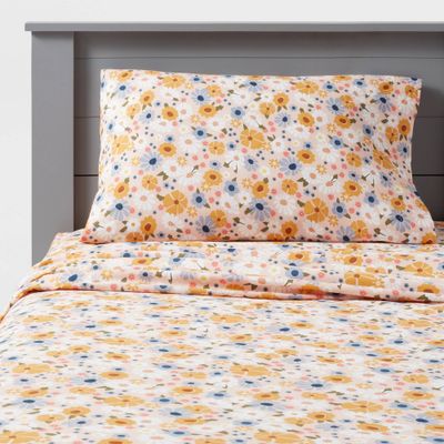 Vintage Floral Print Cotton Kids Sheet Set