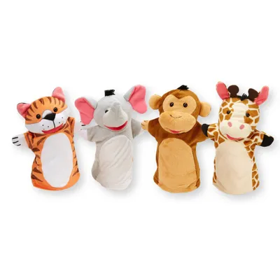 Melissa & Doug Zoo Friends Hand Puppets 4pk - Elephant, Giraffe, Tiger, and Monkey