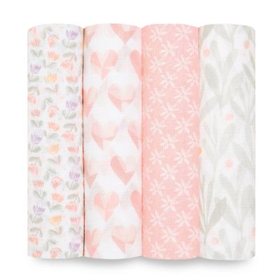 aden + anais Essentials Muslin Piece of My Heart Swaddle Blankets - 4pk