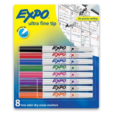 Expo 8pk Dry Erase Markers Ultra Fine Tip Multicolored