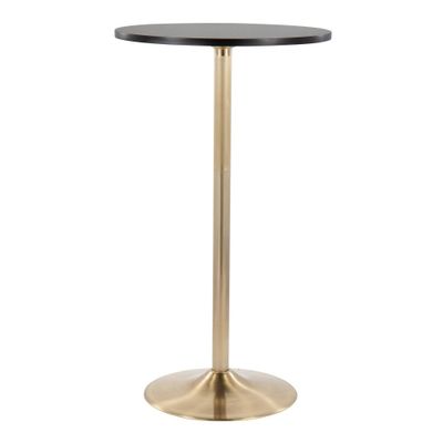 Pebble 24 Bar Height Table Gold/Black - LumiSource: Adjustable, Round, Metal Base, MDF Top