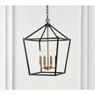 16 Metal Pagoda Lantern Pendant (Includes LED Light Bulb) Oil Rubbed Bronze/Gold - JONATHAN Y