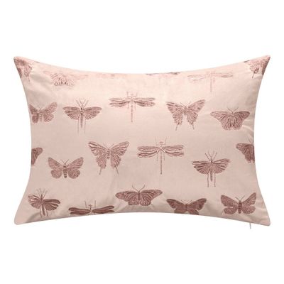 13x20 Oversize Embroidered Butterflies & Moths Lumbar Pillow : Metallic Detail, Zipper - Edie@Home