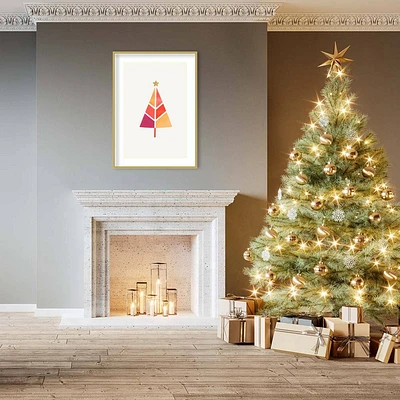 Amanti Art 30x41 Little Christmas Tree by Kubistika Wood Framed Wall Art Print