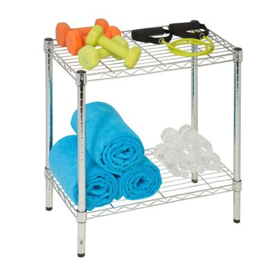 Honey-Can-Do 2 Tier Adjustable Storage Unit Chrome: Steel Wire Shelving, Universal Utility Storage, 250 lb Capacity