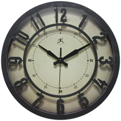 12 3D Rustic Wall Clock Black - Infinity Instruments