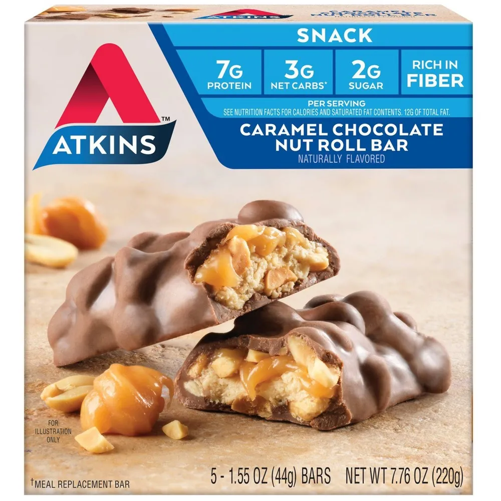 Atkins Snack Bar Caramel Chocolate Nut Roll - 5ct | The Market Place