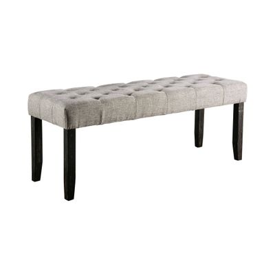 Hepburn Tufted Bench Black/Light Gray - HOMES: Inside + Out: Upholstered Rectangular Seat, Farmhouse Style