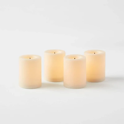 1.82 x 1.4 4pk LED Votive Flameless Black Wick Candle Cream - Threshold: Tea Lights, Safe Decor