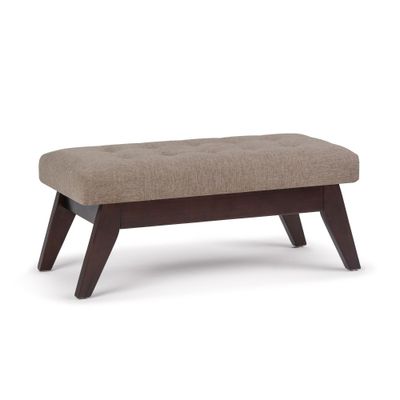 WyndenHall 40 Tierney Mid-Century Tufted Ottoman Bench : Upholstered Rectangular Seating for Entryway