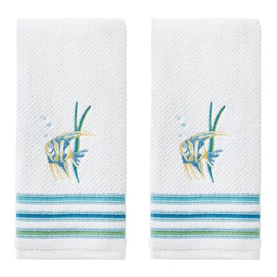 2pk Ocean Watercolor Hand Towel White - SKL Home