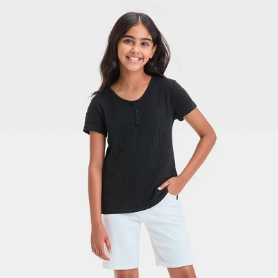 Girl Short Sleeve Pointelle T-Shirt