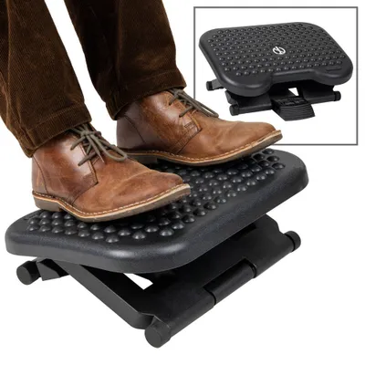 Mind Reader Foot Rest, Under Desk at Work, Ergonomic, Height Adjustable, Office, Plastic, 17L x 13W x 6.25H, Set of 2, Black