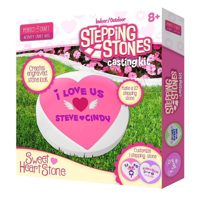 Perfect Craft Stepping Stone Sweet Heart Kit: Heart Shaped Stepping Stones for Kids, Art & Design Craft, Ages 8+