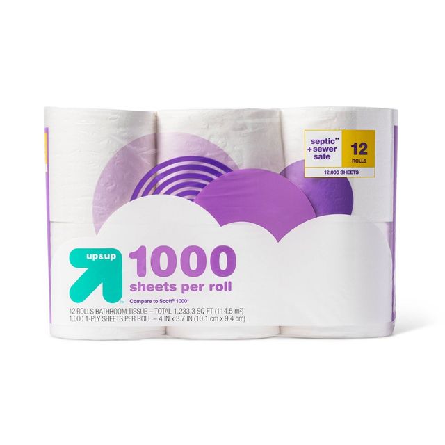 Up & Up 1000 Sheets per Roll Toilet Paper - 12 Rolls - up & up