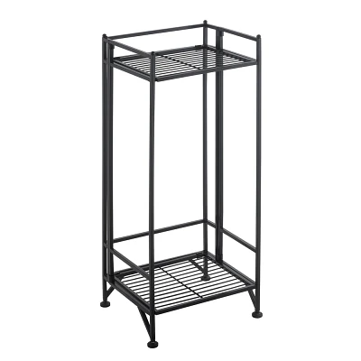 Breighton Home 32.75 FlexiSpace 2 Tier Folding Metal Storage Stand Black