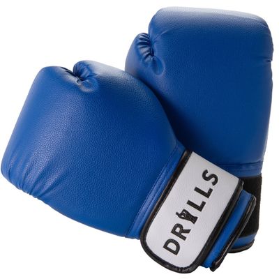 Drills 12oz Boxing Gloves - Blue - S/M