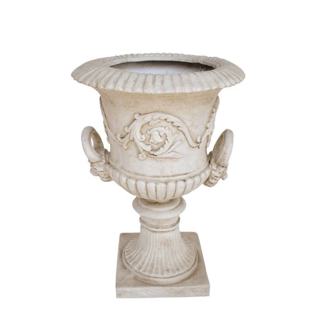 28 Wide Planter Adonis Lightweight Concrete Patio Urn White - Christopher Knight Home: Roman Design, Garden Decor