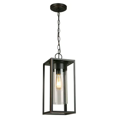 18 1-Light Walker Hill Outdoor Clear Glass Pendant Oil Rubbed Bronze - EGLO