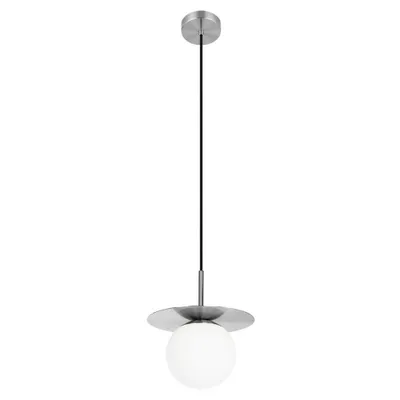 EGLO 1-Light Arenales Mini Pendant Matte Nickel Finish with White Opal Glass Shade : ETL Listed, Adjustable, Contemporary