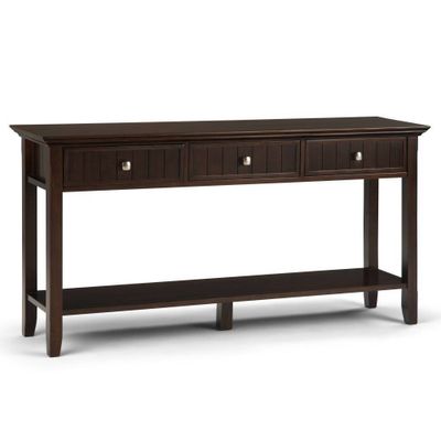 60 Portland End Table Brunette Brown - WyndenHall: Modern Pine Console for Foyer, Spot Clean