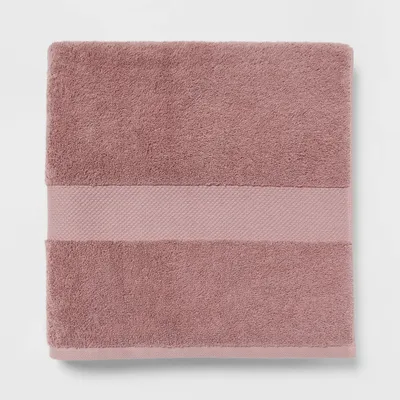 Performance Plus Oversized Bath Towel Mauve - Threshold: Heavyweight Cotton, Fade-Resistant, Terry Cloth