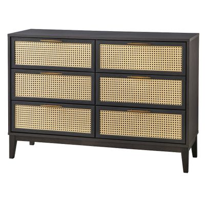 Andros 6 Drawer Dresser with Faux Cane Drawer Fronts