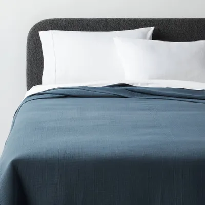 Full/Queen Luxe Matelasse Coverlet Slate Blue - Threshold: 100% Cotton, Lightweight, Machine Washable