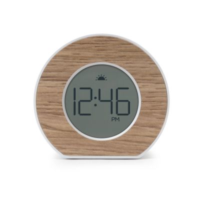 Wood Toc Round Alarm Table Clock - Capello: Modern Bedside & Kids, LCD Display, Snooze Function